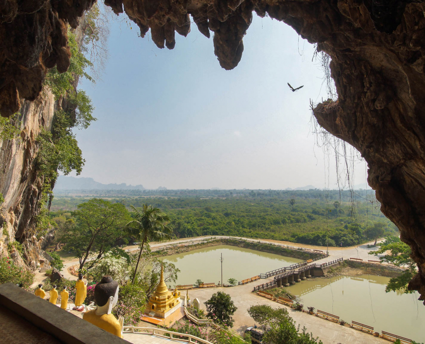 Aussicht aus Ya Thay Pyan Höhle in Hpa-An