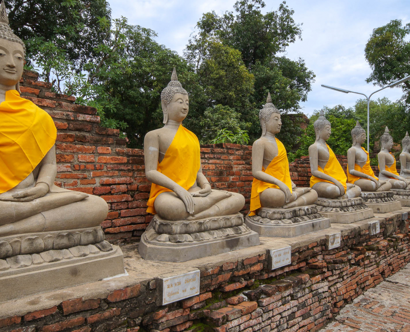 Buddhas in Wat Yai Jaya Mongkhorn in Ayutthaya