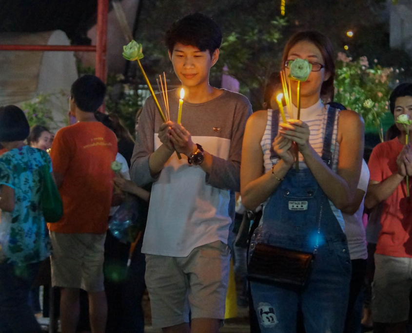 Kerzenprozession in Bangkok